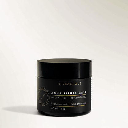 Black jar of Herbaceous Aqua Ritual Mask on a white background