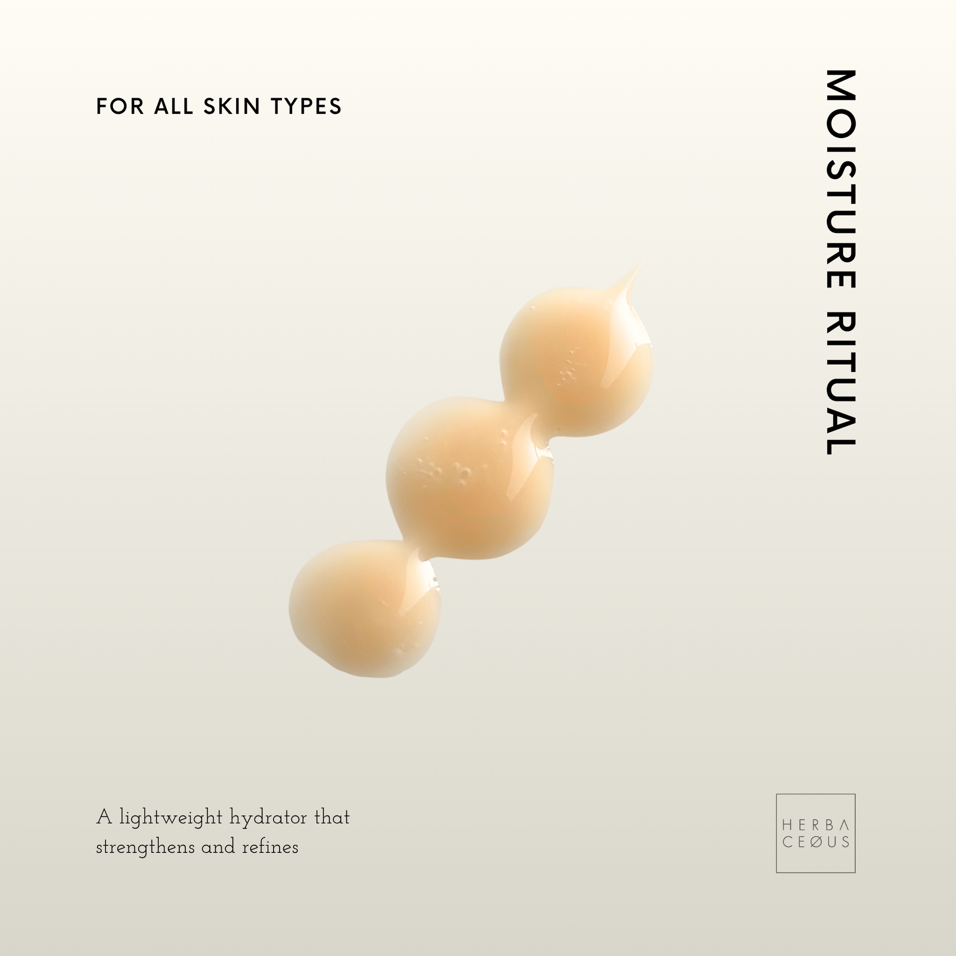 Skincare product packaging with 'Moisture Ritual' text and 'HerbCeus' branding on a light background.